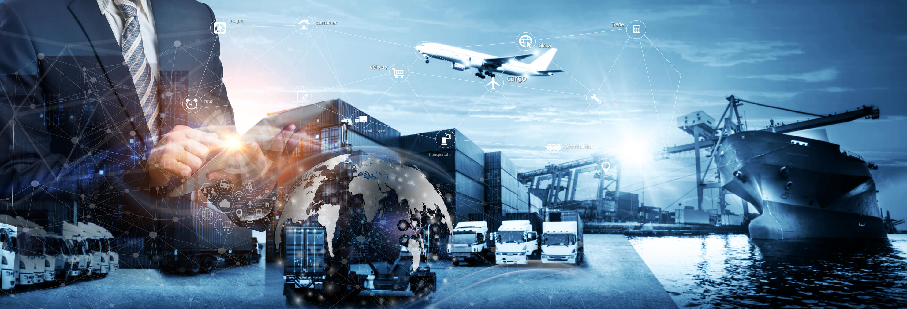 Straight Freight logistics office and contact page background